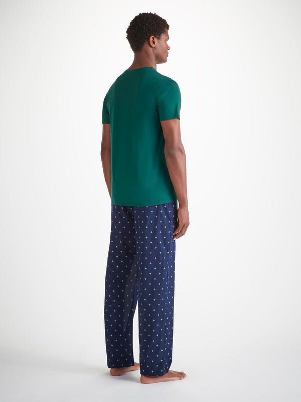 Derek Rose Men's V-Neck T-Shirt Basel Micro Modal Stretch Pine Green Pine Green