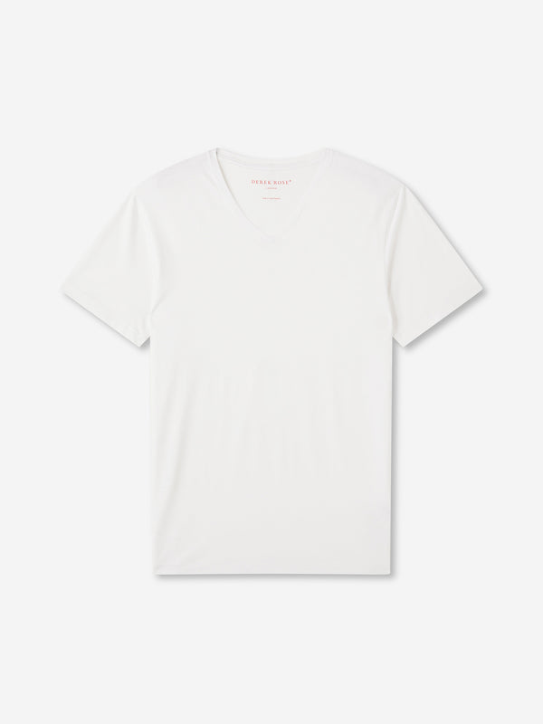 derek rose Men's V-Neck T-Shirt Basel Micro Modal Stretch White White derek rose Men's V-Neck T-Shirt Basel Micro Modal Stretch White White