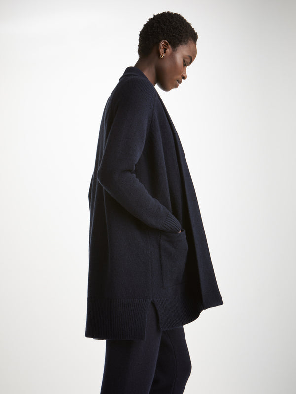 Derek Rose Women's Cardigan And Track Pants Set Cashmere Navy Navy