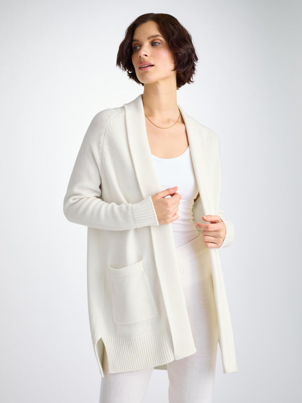 derek rose Women's Cardigan Nina Cashmere White White
