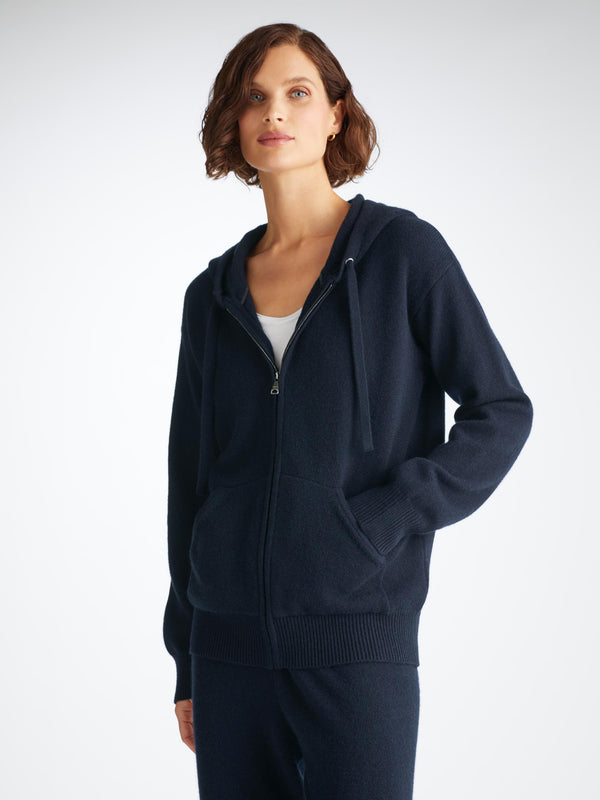 Derek Rose Women's Hoodie And Track Pants Set Daphne Cashmere Navy Navy