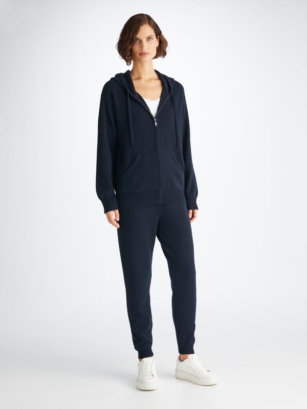 derek rose Women's Hoodie and Track Pants Set Daphne Cashmere Navy Navy