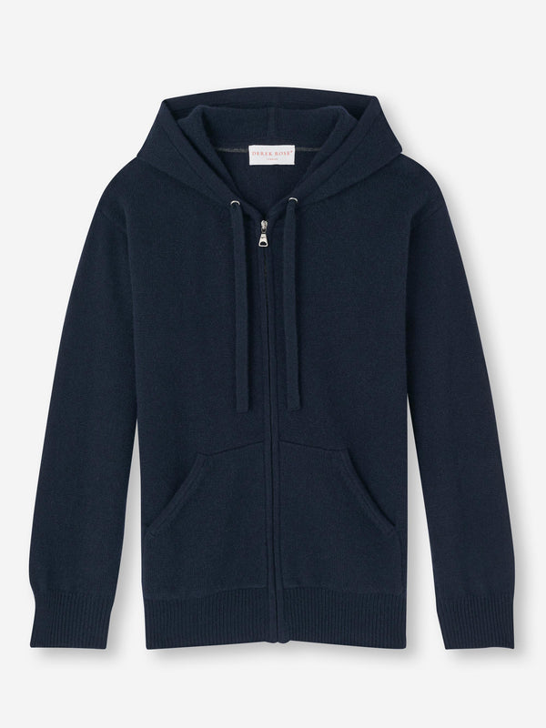 Derek Rose Women's Hoodie Daphne Cashmere Navy Navy