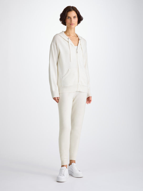 Derek Rose Women's Hoodie Daphne Cashmere White White