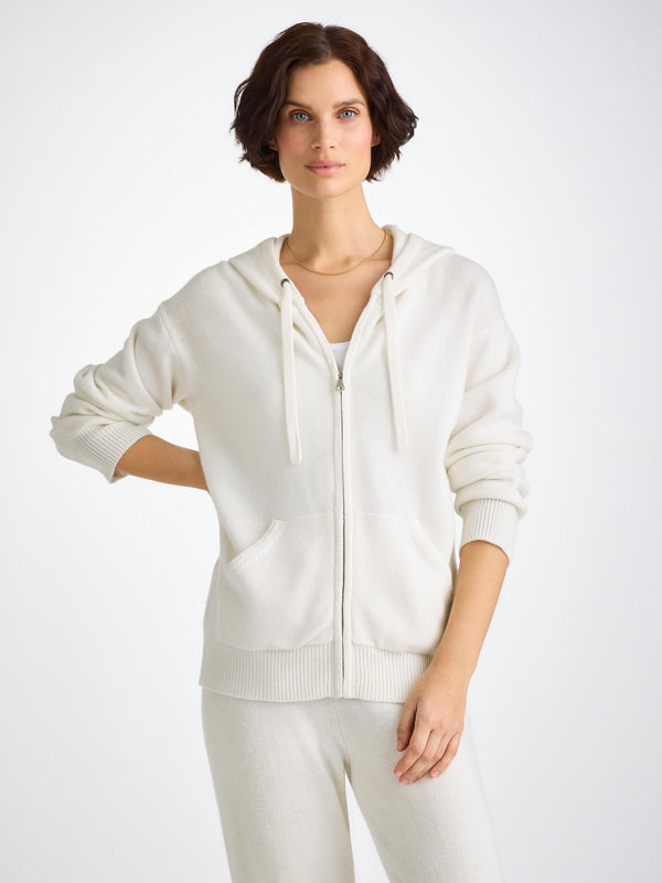 derek rose Women's Hoodie Daphne Cashmere White White
