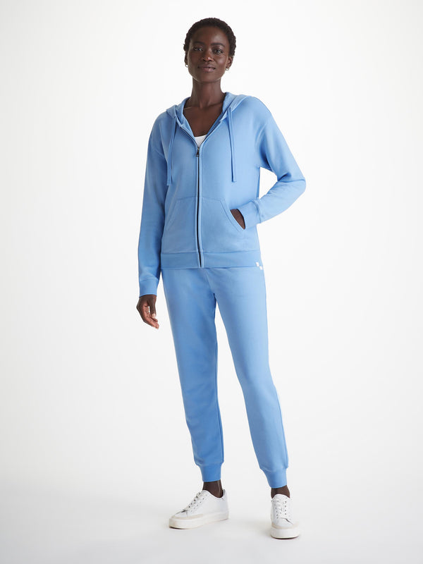 Derek Rose Women's Hoodie Quinn Cotton Modal Cornflower Blue Cornflower Blue