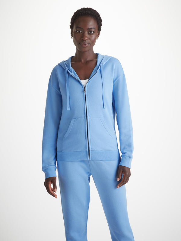 derek rose Women's Hoodie Quinn Cotton Modal Cornflower Blue Cornflower Blue