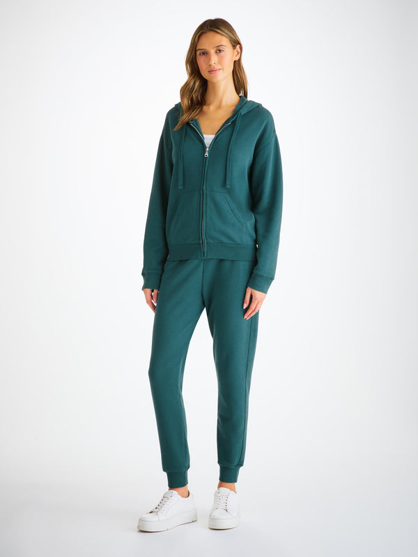 Derek Rose Women's Hoodie Quinn Cotton Modal Pine Green Pine Green