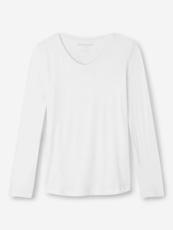 Derek Rose Women's Long Sleeve T-Shirt Lara Micro Modal Stretch White White