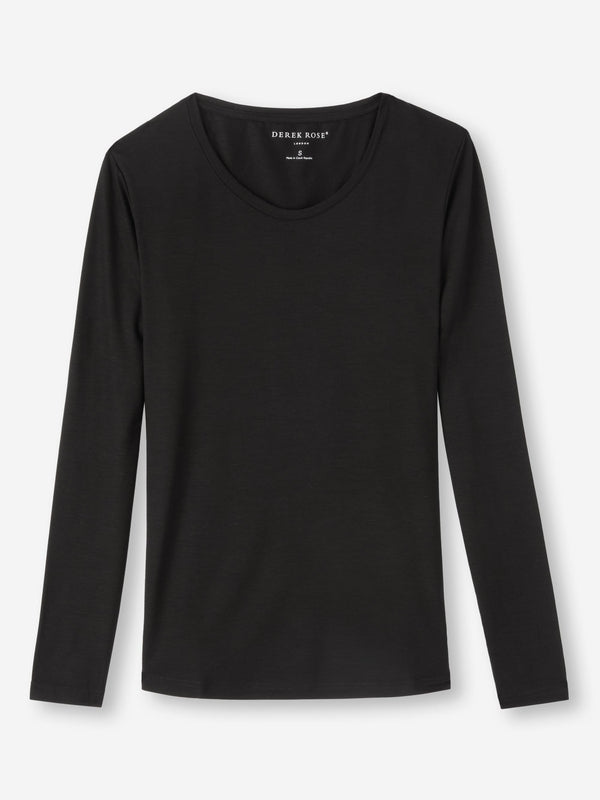 Derek Rose Women's Long Sleeve T-Shirt Lara Micro Modal Stretch Black Black