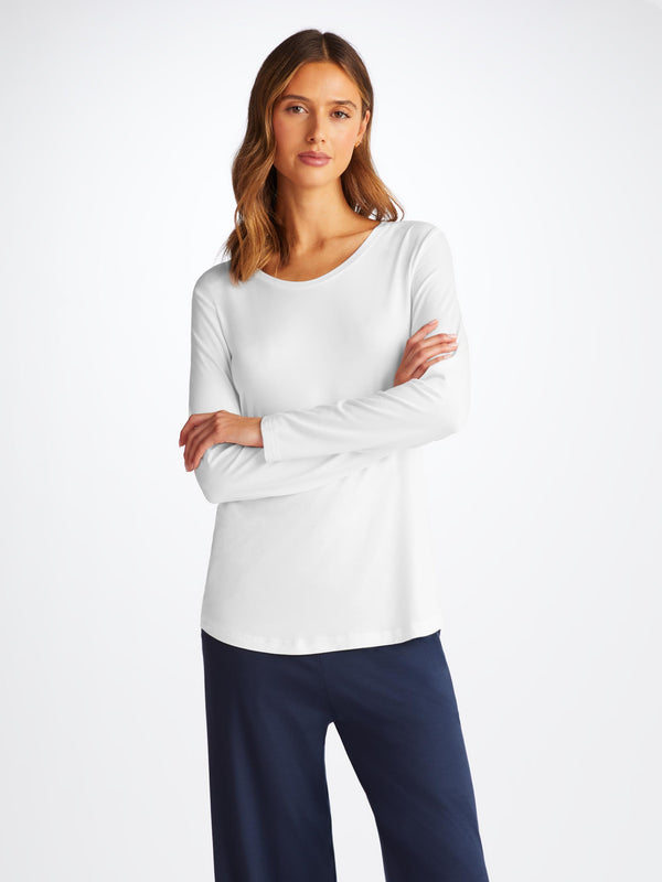 derek rose Women's Long Sleeve T-Shirt Lara Micro Modal Stretch White White