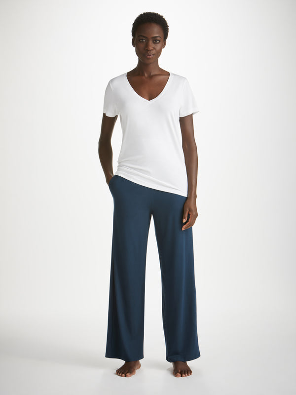 Derek Rose Women's Lounge Pants Basel Micro Modal Stretch Navy Navy