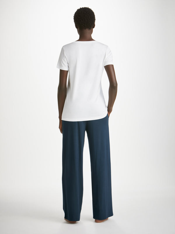 Derek Rose Women's Lounge Pants Basel Micro Modal Stretch Navy Navy
