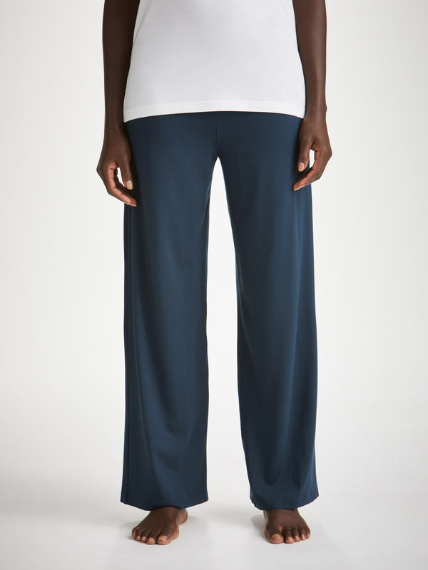 derek rose Women's Lounge Pants Basel Micro Modal Stretch Navy Navy