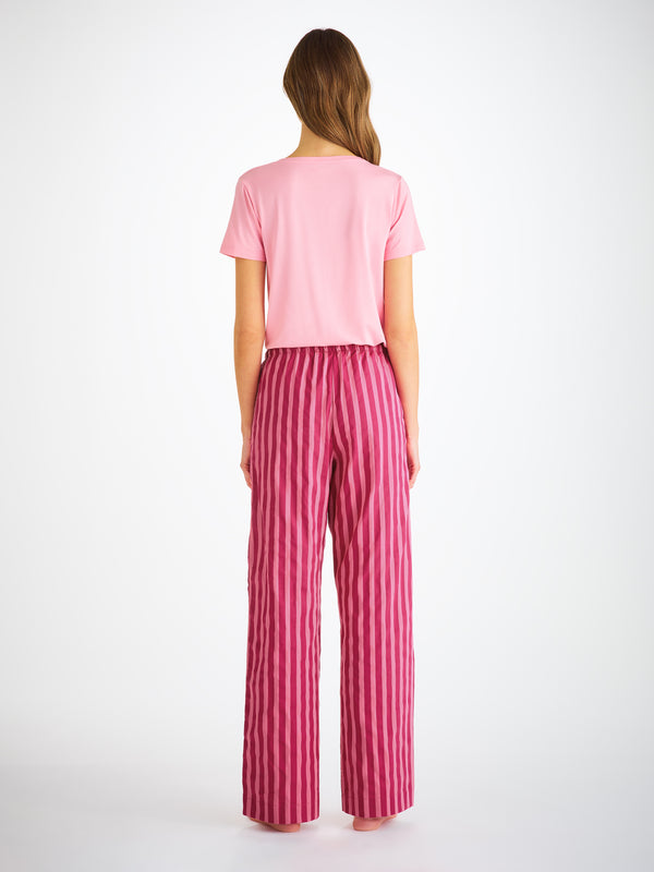 Derek Rose Women's Lounge Pants Capri 25 Cotton Batiste Pink Pink