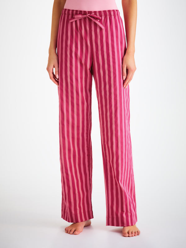 derek rose Women's Lounge Pants Capri 25 Cotton Batiste Pink Pink