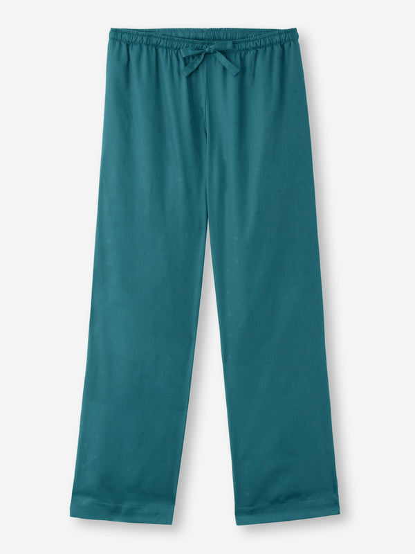 Derek Rose Women's Lounge Pants Cotton Jacquard Jungle Green Paisley Motif Jungle Green
