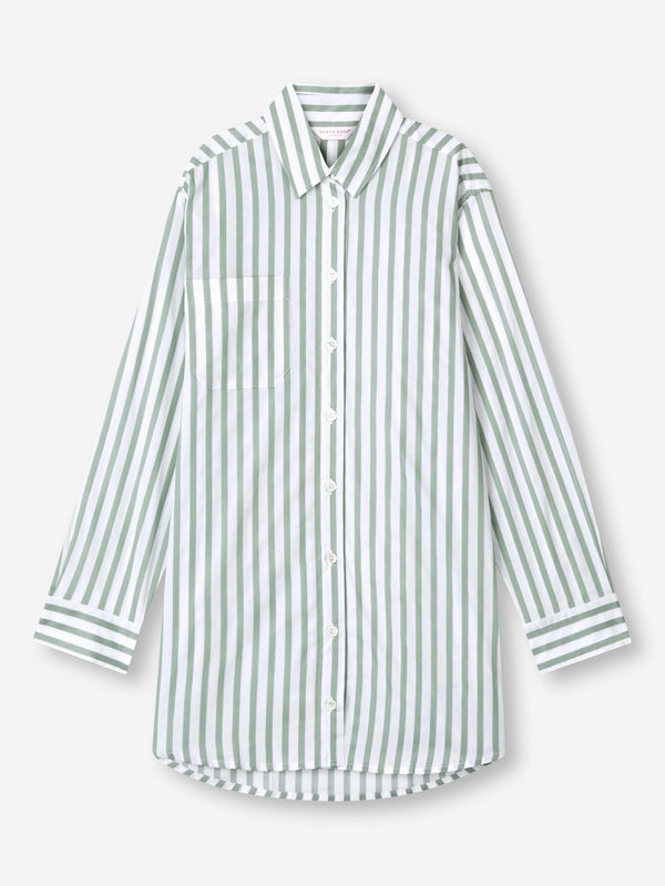 Derek Rose Women's Nightshirt Capri 24 Cotton Batiste Green Sage Green