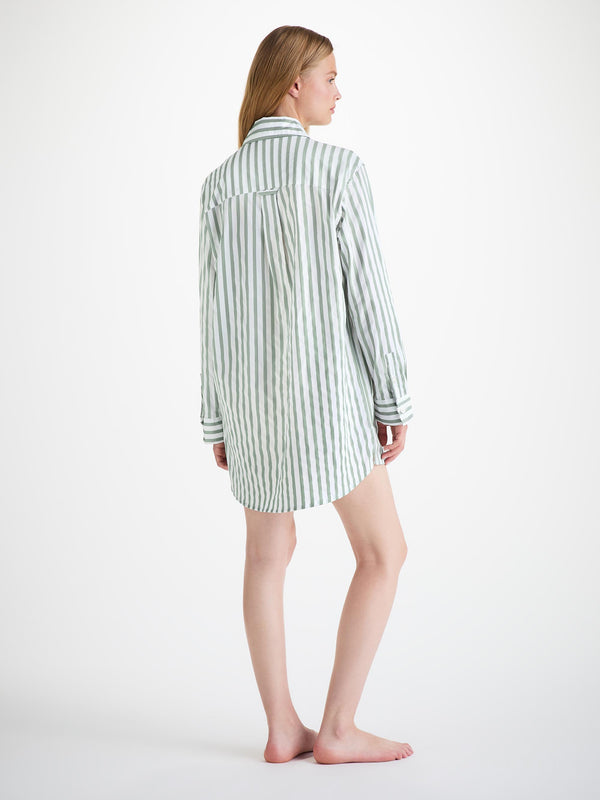 Derek Rose Women's Nightshirt Capri 24 Cotton Batiste Green Sage Green