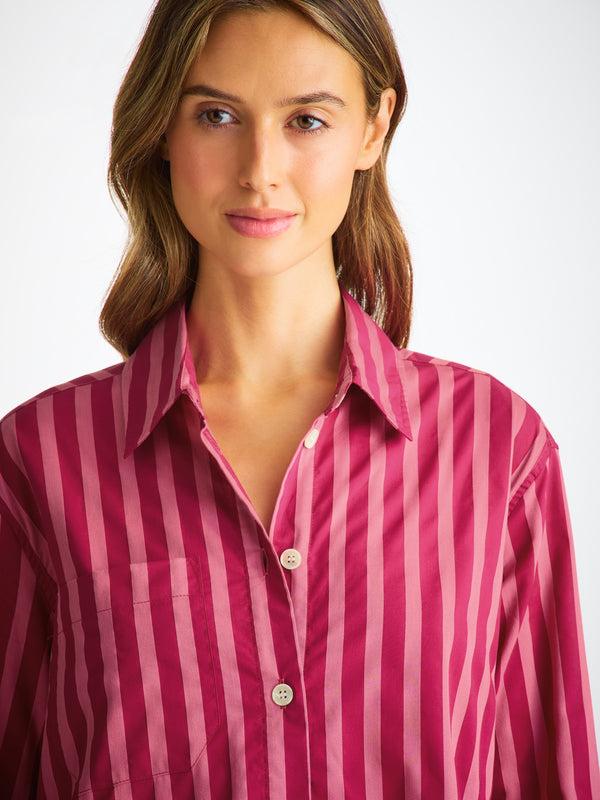 Derek Rose Women's Nightshirt Capri 25 Cotton Batiste Pink Pink