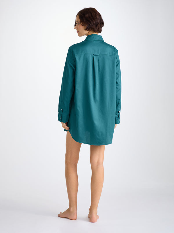 Derek Rose Women's Nightshirt Cotton Jacquard Jungle Green Paisley Motif Jungle Green