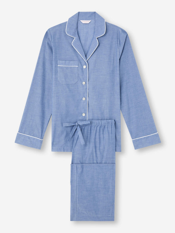 Derek Rose Women's Pajamas Amalfi Cotton Batiste Denim Denim