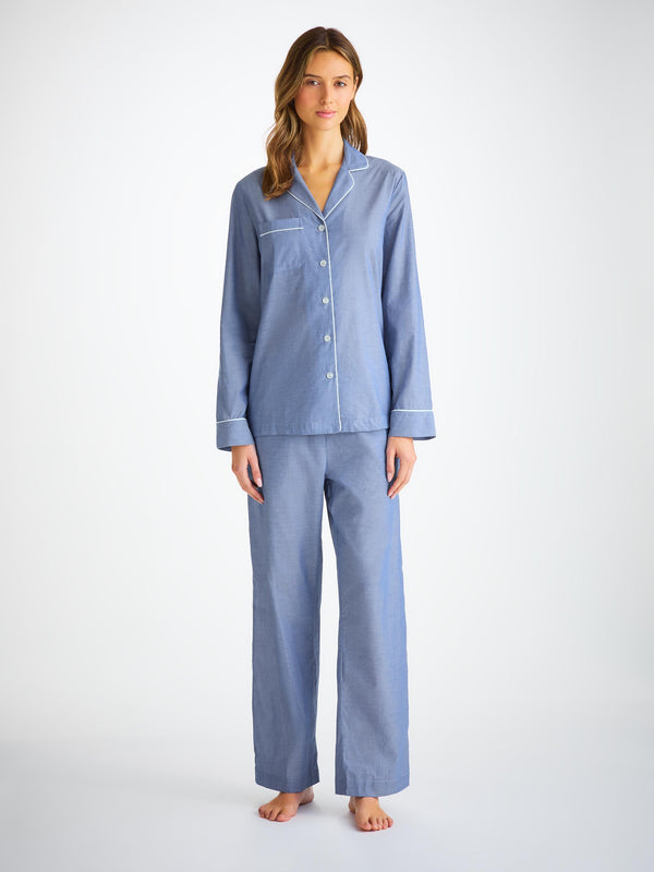 derek rose Women's Pajamas Amalfi Cotton Batiste Denim Denim