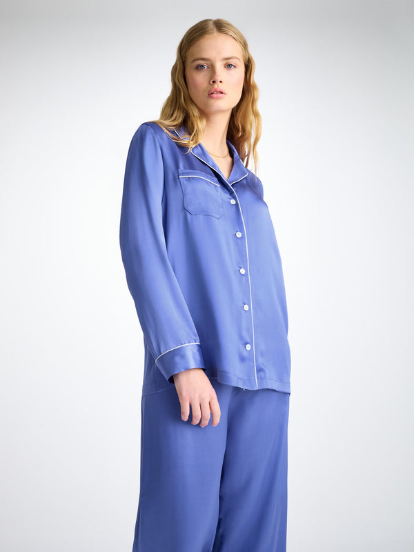 Derek Rose Women's Pajamas Bailey Silk Satin Amethyst Amethyst