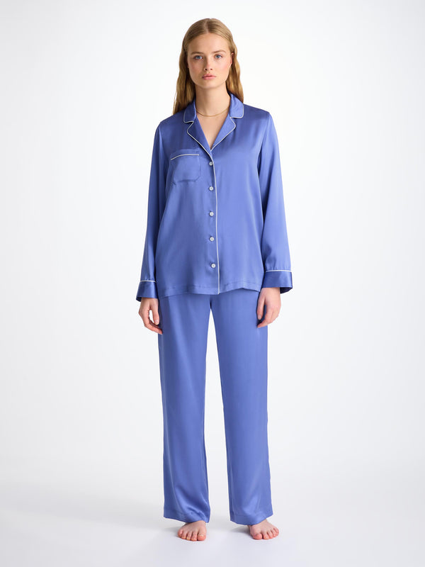 derek rose Women's Pajamas Bailey Silk Satin Amethyst Amethyst