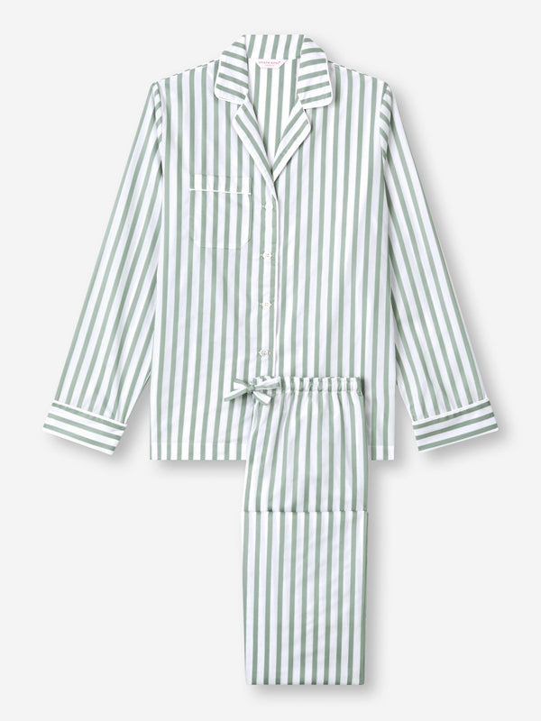 Derek Rose Women's Pajamas Capri 24 Cotton Batiste Green Sage Green