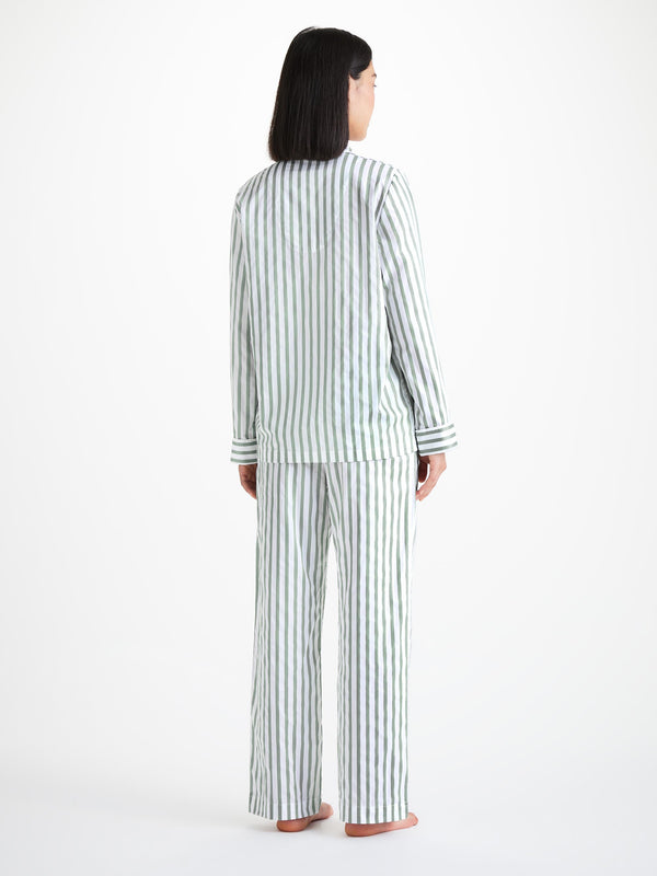 Derek Rose Women's Pajamas Capri 24 Cotton Batiste Green Sage Green