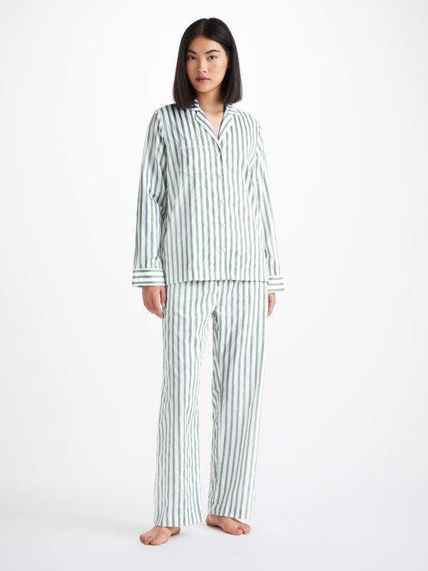 derek rose Women's Pajamas Capri 24 Cotton Batiste Green Sage Green