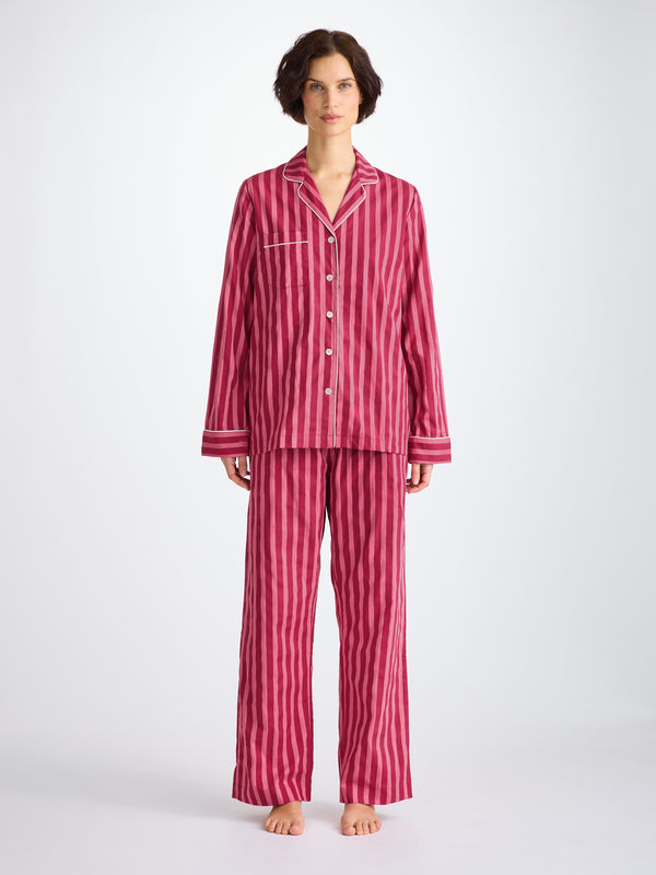 Derek Rose Women's Pajamas Capri 25 Cotton Batiste Pink Pink