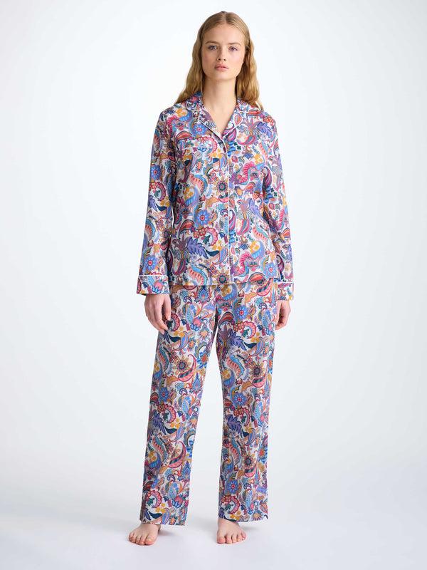 derek rose Women's Pajamas Cotton Batiste Multi Jungle Paisley Print Multi