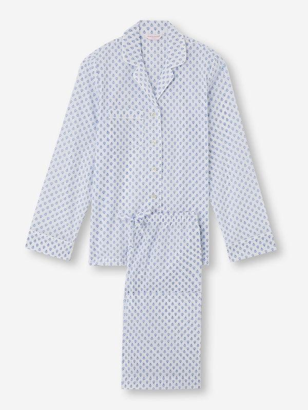 Derek Rose Women's Pajamas Cotton Batiste White Paisley Motif White