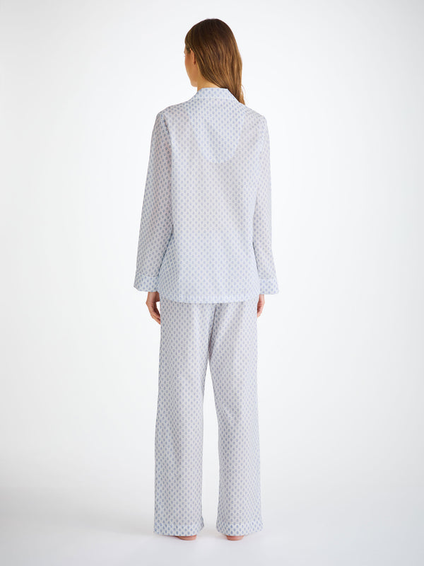 Derek Rose Women's Pajamas Cotton Batiste White Paisley Motif White