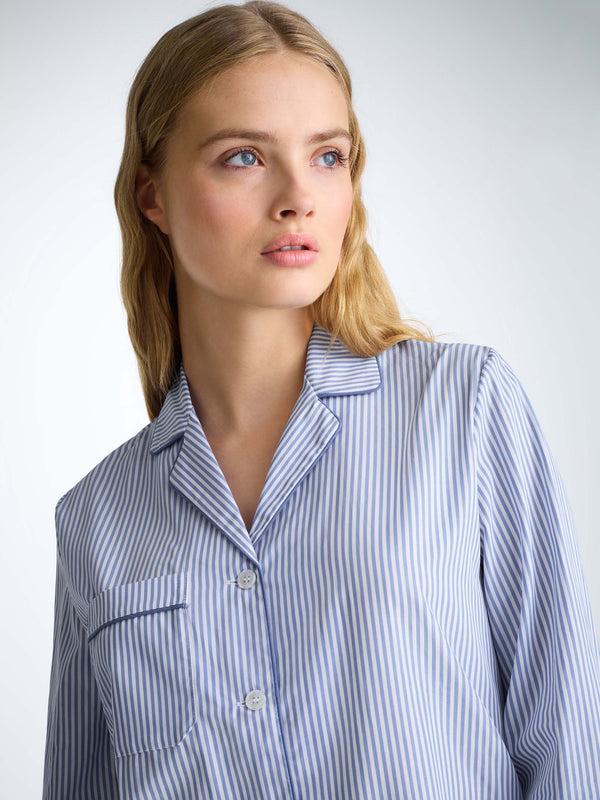 Derek Rose Women's Pajamas James Cotton Blue Light Blue