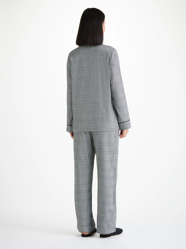 Derek Rose Women's Pajamas Kelburn 42 Brushed Cotton Black Black