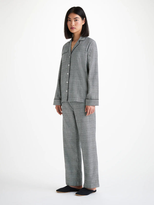 derek rose Women's Pajamas Kelburn 42 Brushed Cotton Black Black