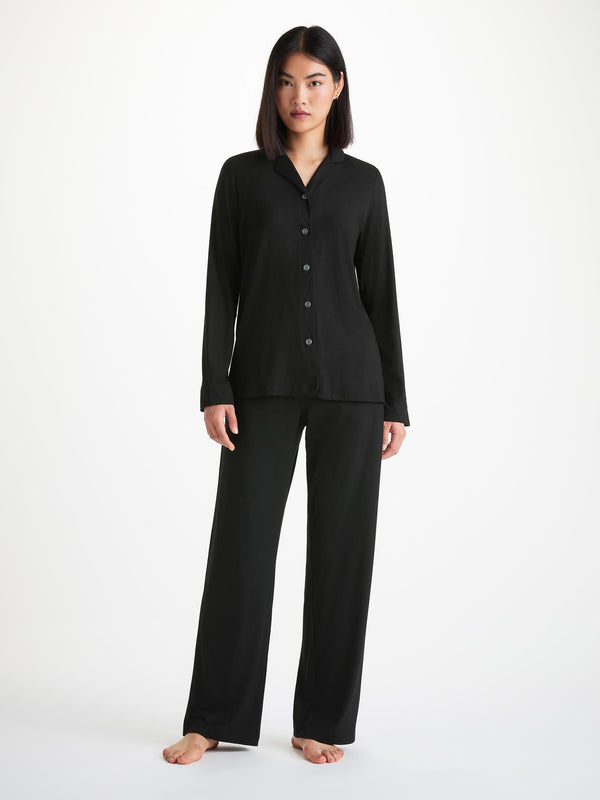 derek rose Women's Pajamas Lara Micro Modal Stretch Black Black
