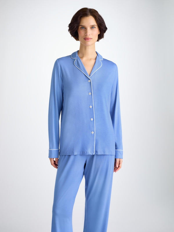 Derek Rose Women's Pajamas Lara Micro Modal Stretch Cornflower Blue Cornflower Blue