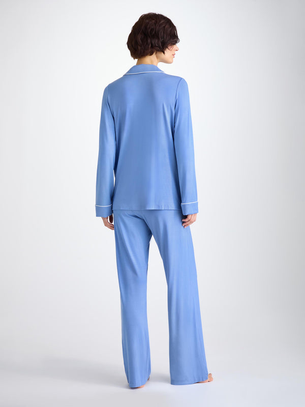 Derek Rose Women's Pajamas Lara Micro Modal Stretch Cornflower Blue Cornflower Blue