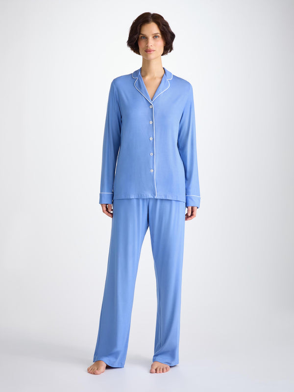derek rose Women's Pajamas Lara Micro Modal Stretch Cornflower Blue Cornflower Blue