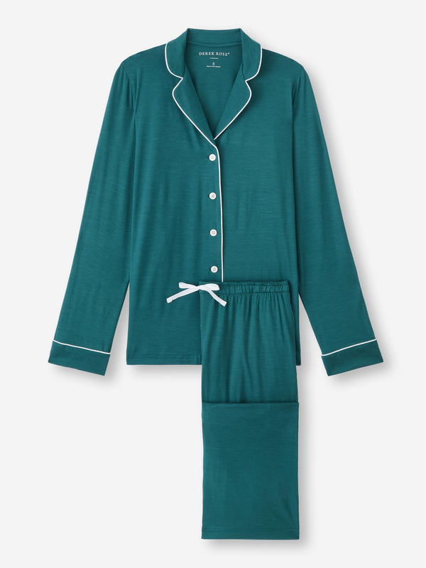 Derek Rose Women's Pajamas Lara Micro Modal Stretch Jungle Green Jungle Green