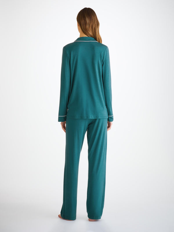 Derek Rose Women's Pajamas Lara Micro Modal Stretch Jungle Green Jungle Green