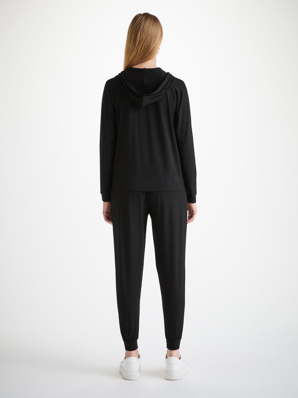 Derek Rose Women's Pullover Hoodie Basel Micro Modal Stretch Black Black