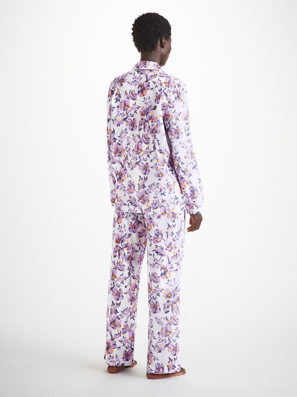 Derek Rose Women's Pyjamas Cotton Batiste White Wildflower Print White
