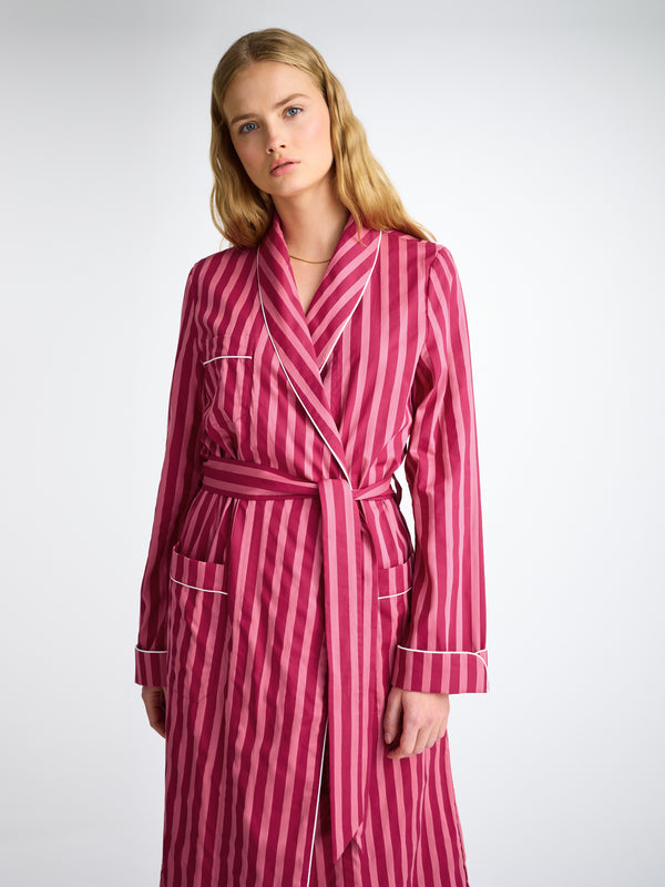 Derek Rose Women's Robe Capri 25 Cotton Batiste Pink Pink