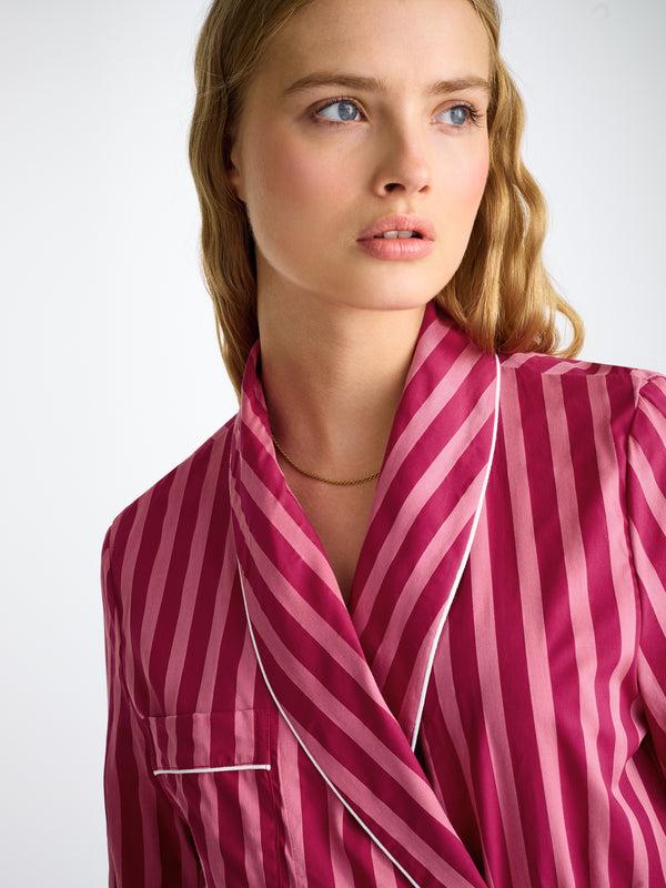 Derek Rose Women's Robe Capri 25 Cotton Batiste Pink Pink