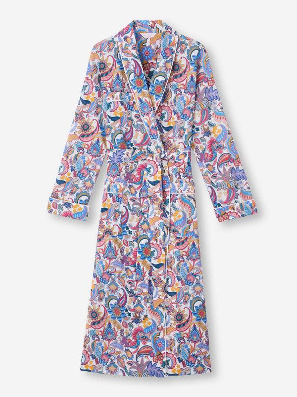 Derek Rose Women's Robe Cotton Batiste Multi Jungle Paisley Print Multi
